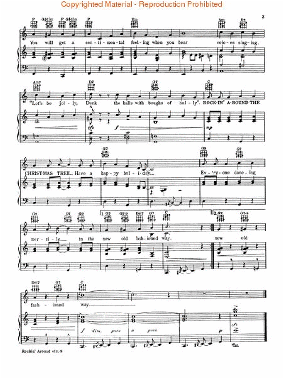 Rockin' Around the Christmas Tree Piano, Vocal, Guitar scores gallery preview page 3