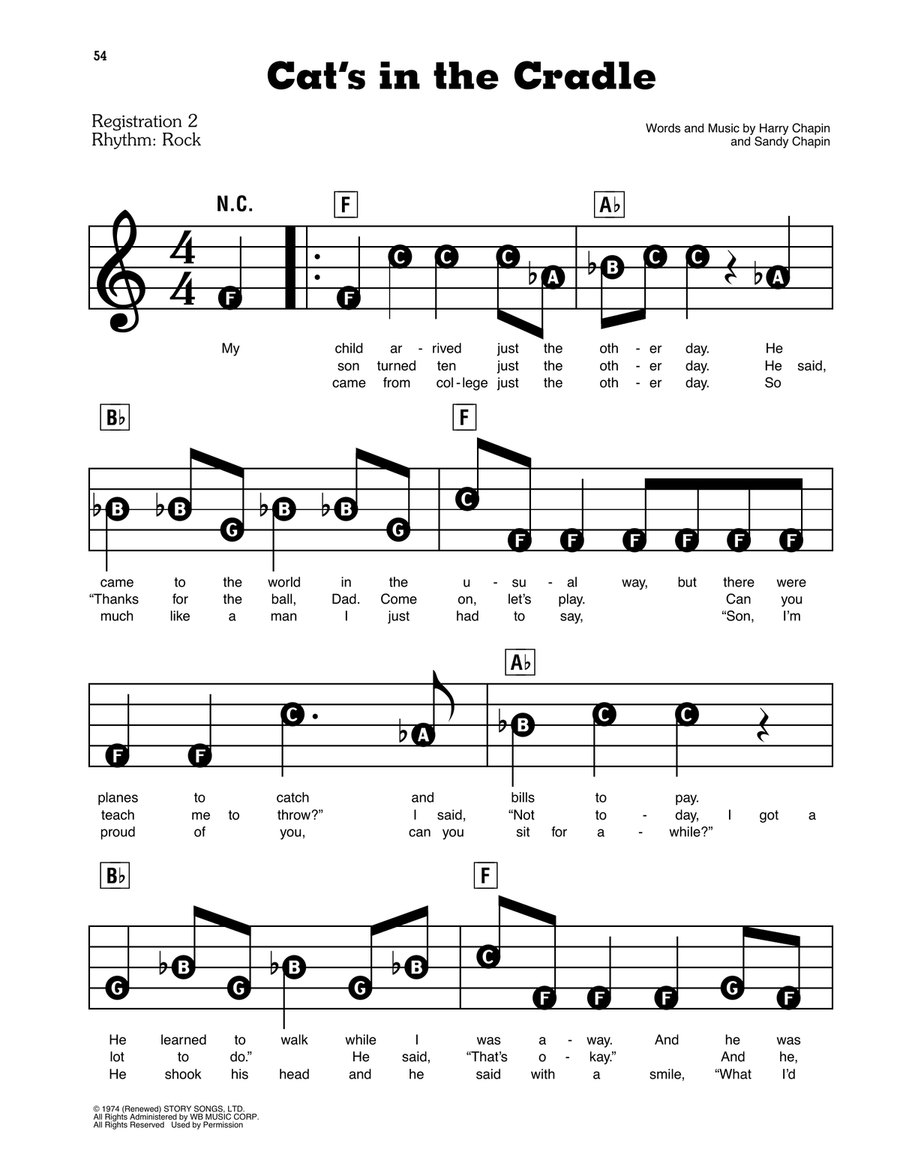 Cat's In The Cradle Electronic Keyboard scores gallery preview page 1