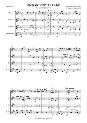 Pickaninny Lullaby for Clarinet Quartet