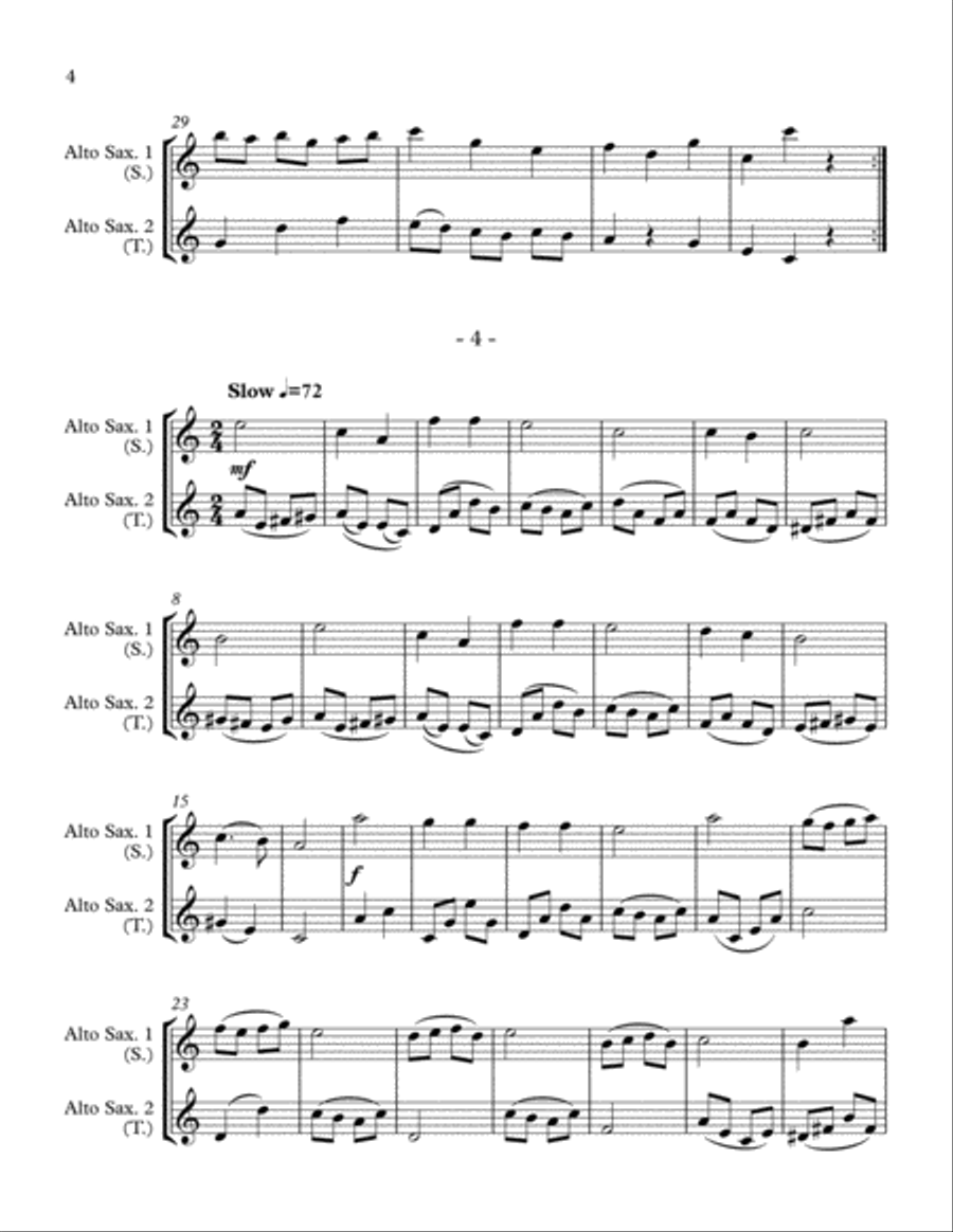 10 Little Duets for Teacher and Student (2 Alto Saxophones) Woodwind Duet scores gallery preview page 4