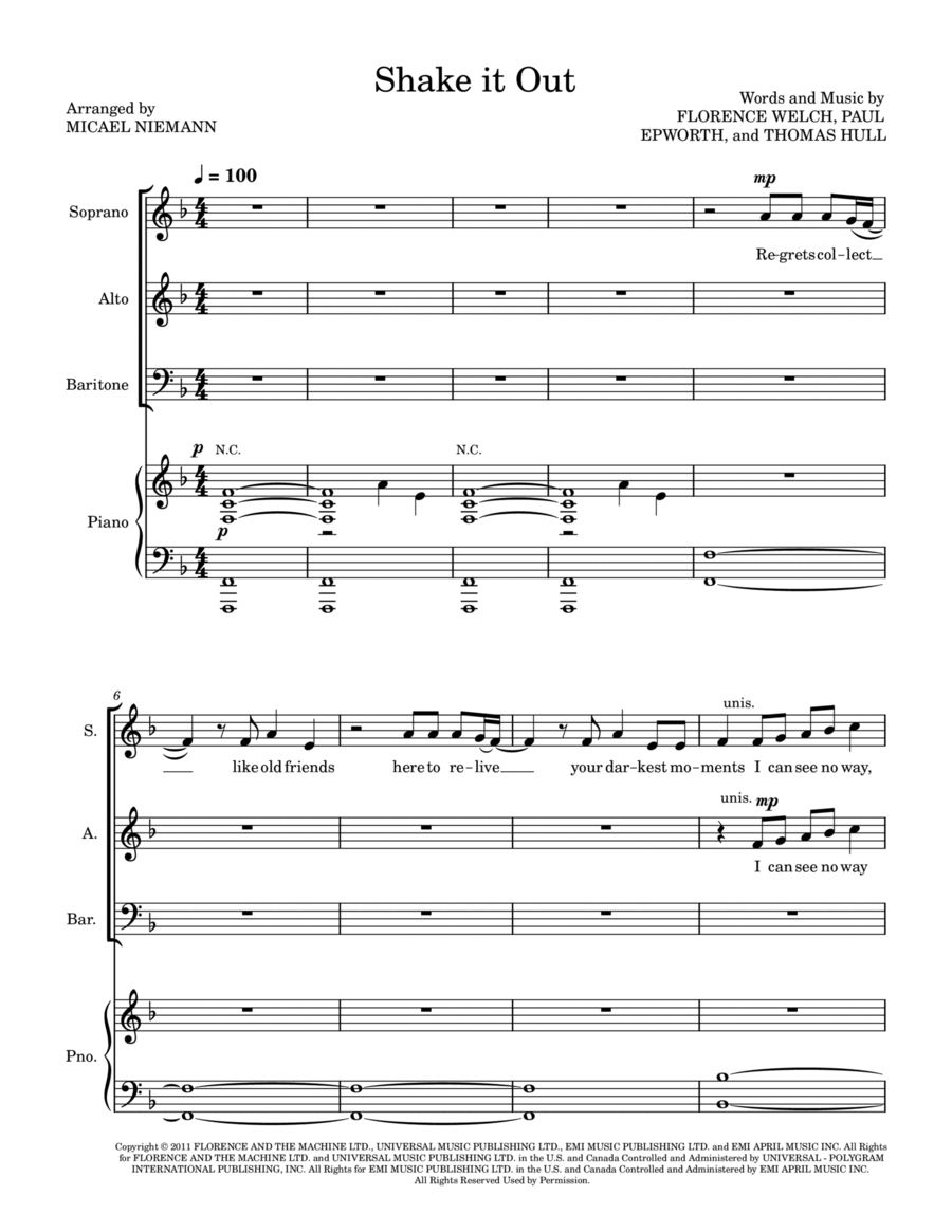Shake It Out 3-Part scores gallery preview page 1