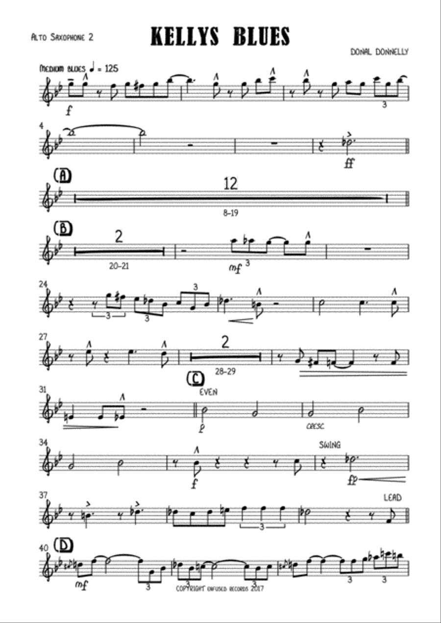 KELLYS BLUES ORIGINAL BIG BAND Jazz Ensemble scores gallery preview page 6
