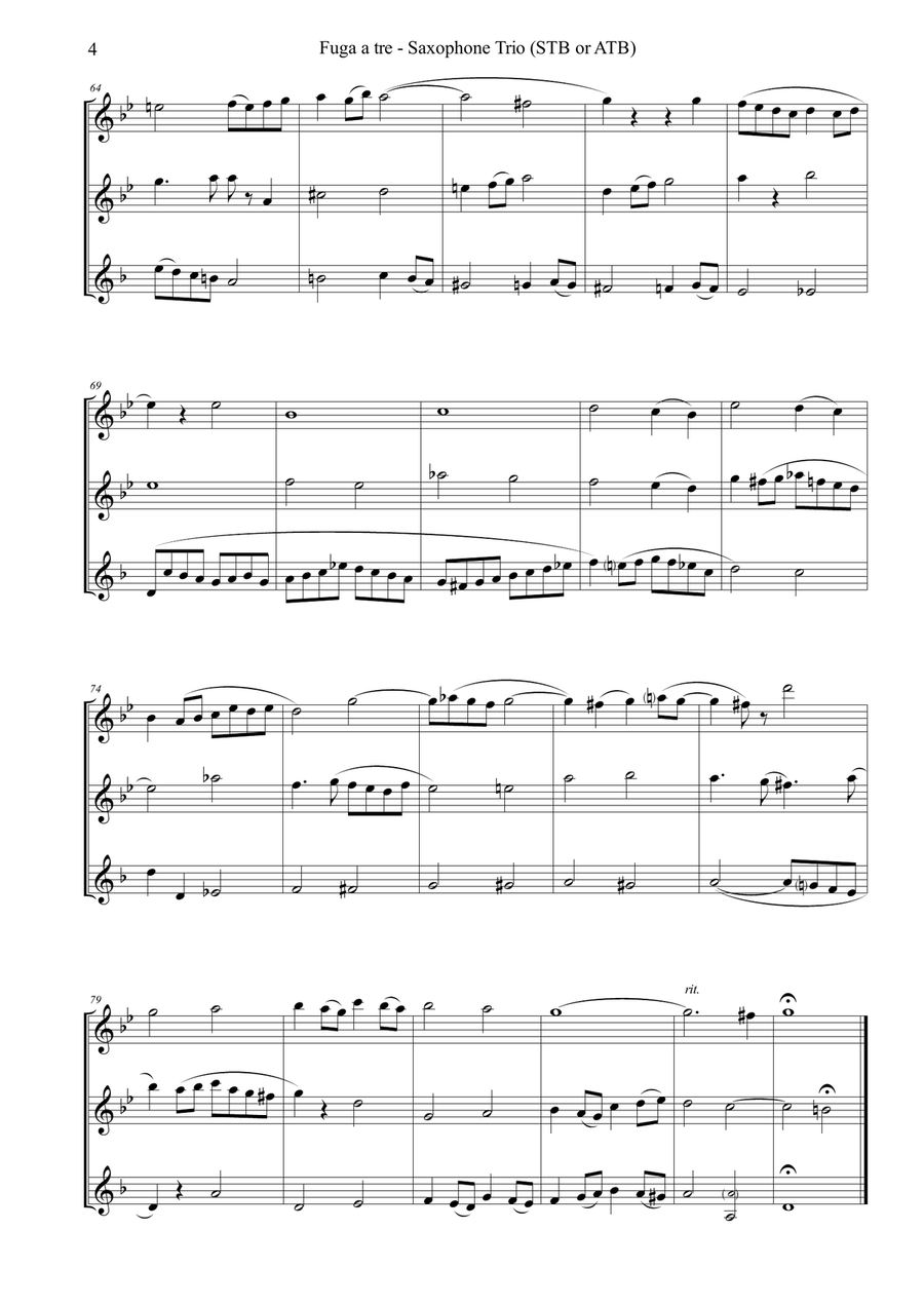 Fuga a tre (on a theme by W.A. Mozart) - for Saxophone Trio (STB or ATB) STB scores gallery preview page 5
