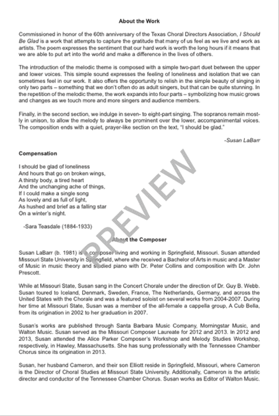 I Should Be Glad Divisi scores gallery preview page 3