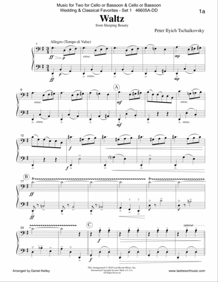 Music for Two Wedding & Classical Favorites for Cello Duet, Bassoon Duet or Cello and Bassoon Duet - Woodwind Ensemble scores gallery preview page 5