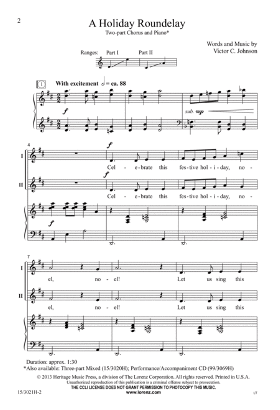 A Holiday Roundelay 2-Part scores gallery preview page 2