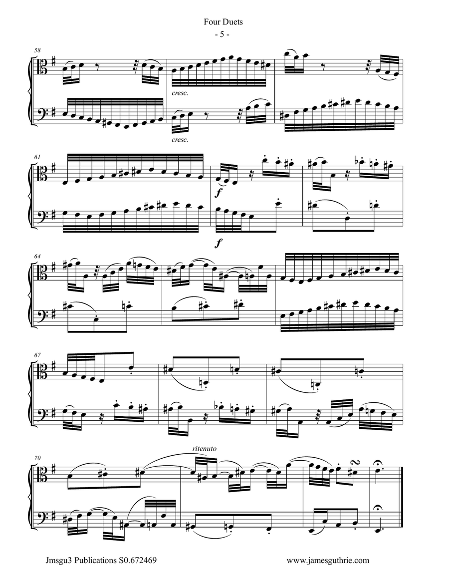 Bach: Four Duets for Viola & Cello String Duet scores gallery preview page 5
