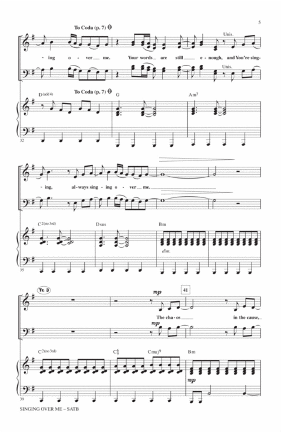 Singing Over Me 4-Part scores gallery preview page 4