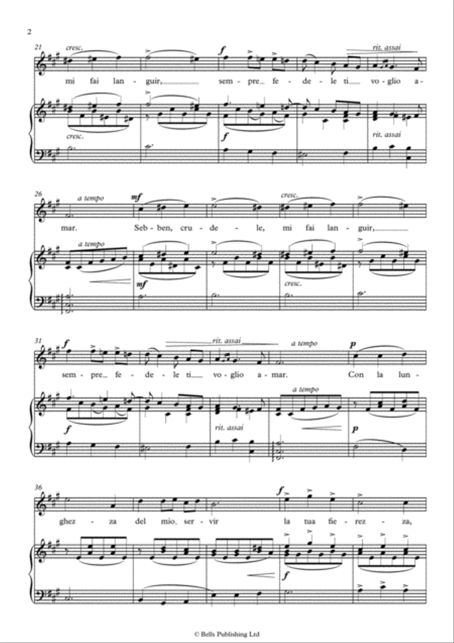 Sebben, crudele (F-sharp minor) Voice Solo scores gallery preview page 2