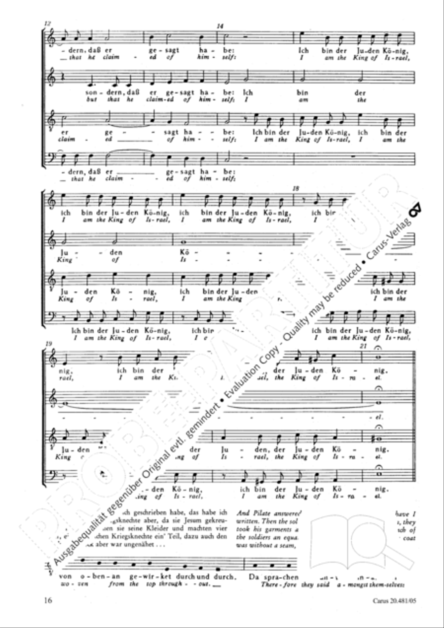 St. John Passion / The Passion of our Lord and Saviour Jesus Christ 4-Part scores gallery preview page 17