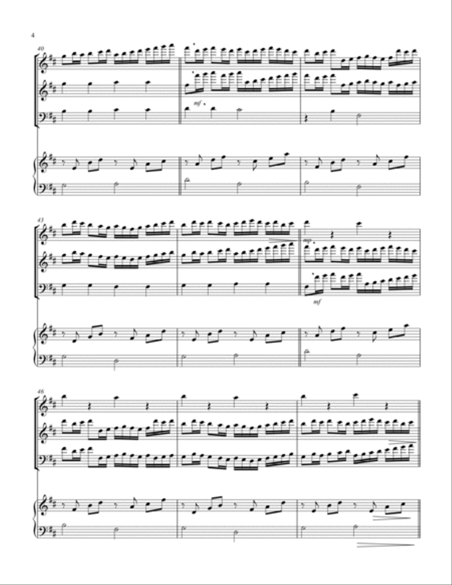 Canon in D (Pachelbel) (D) (Woodwind Trio - 1 Flute, 1 Oboe, 1 Bassoon), Keyboard) Chamber Music scores gallery preview page 4