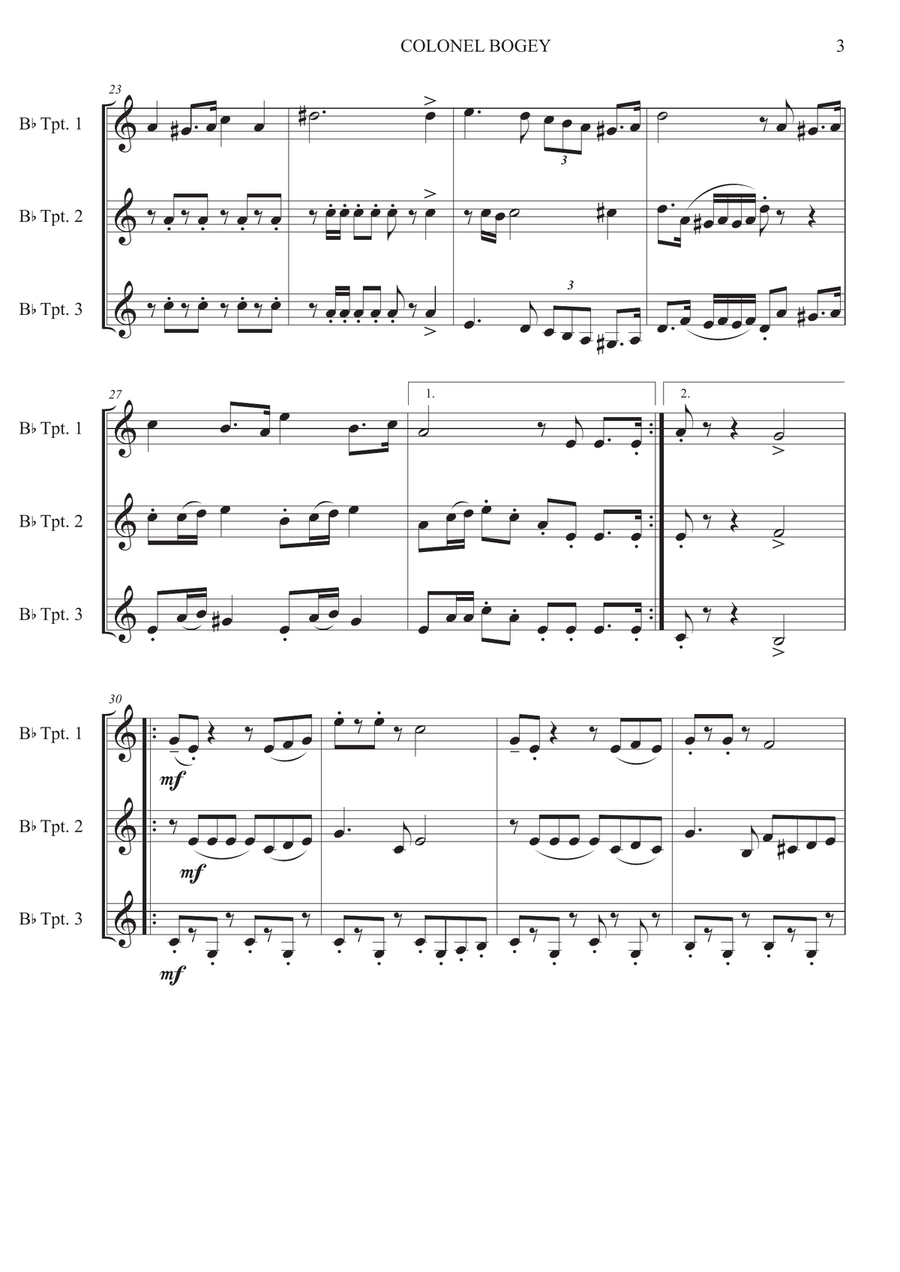 Colonel Bogey - Trumpet Trio Trumpet Trio scores gallery preview page 3