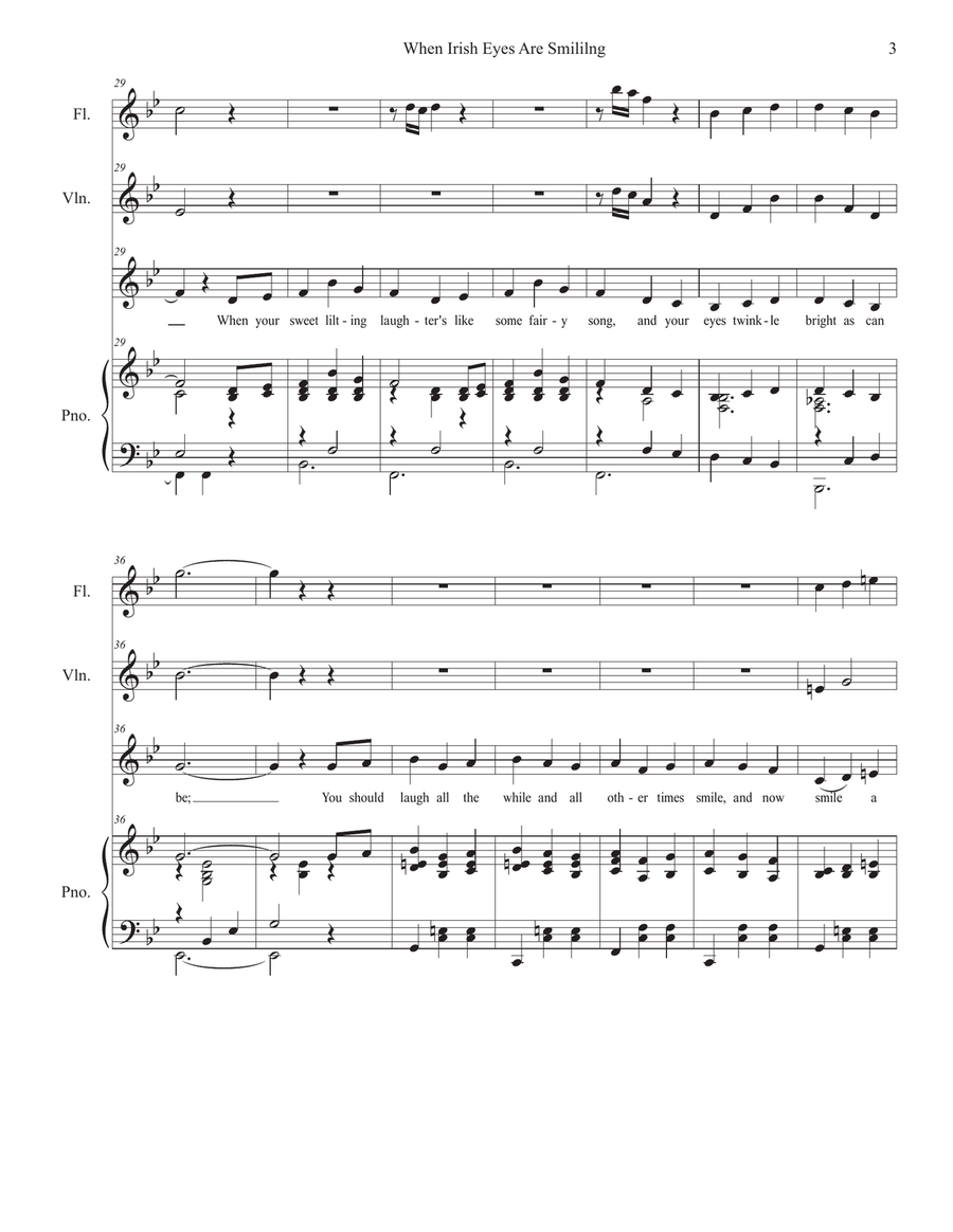 When Irish Eyes Are Smiling (Unison choir - Low Key) Unison Choir scores gallery preview page 3