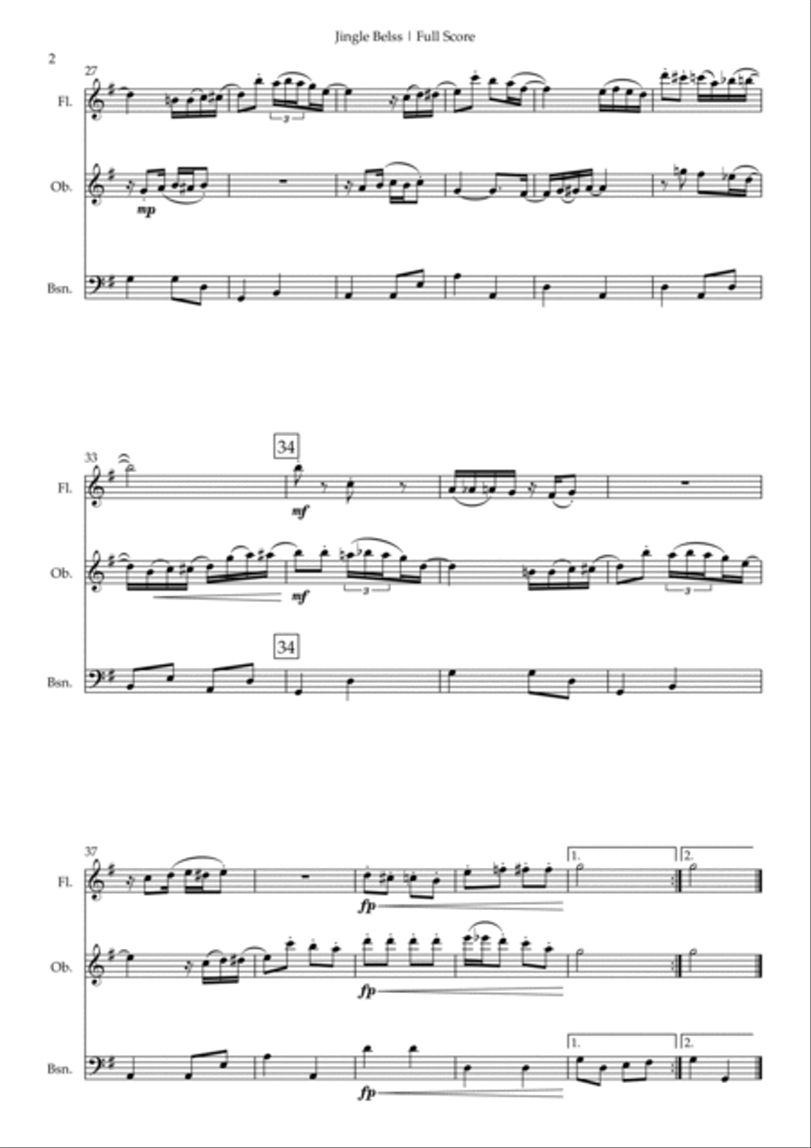 Jingle Bells - Jazz Version (Christmas Song) for Woodwind Trio Woodwind Trio scores gallery preview page 2