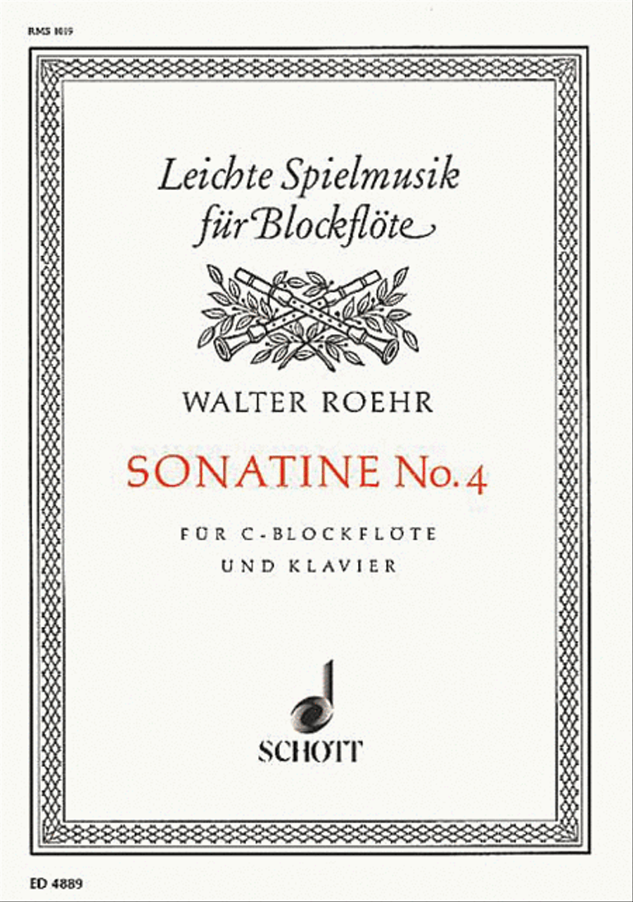 Sonatina No. 4 by Walter Roehr Soprano Recorder - Sheet Music
