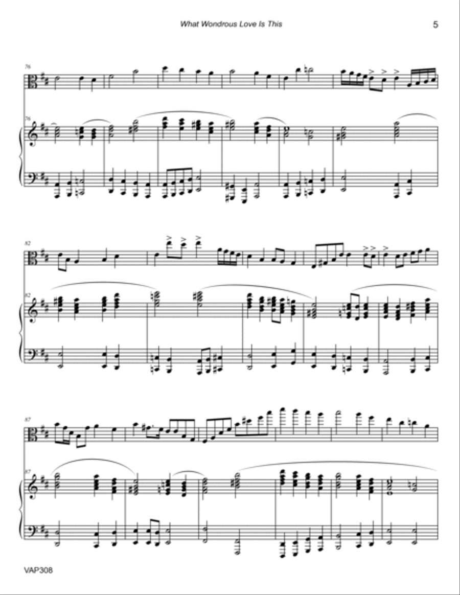 WHAT WONDROUS LOVE IS THIS - Viola Solo with Piano accompaniment Piano scores gallery preview page 5