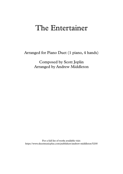The Entertainer arranged for Piano Duet image number null
