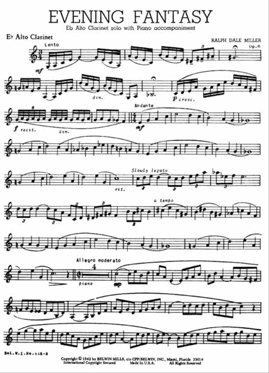 Evening Fantasy - Eb Alto Clarinet & Piano Small Ensemble scores gallery preview page 3