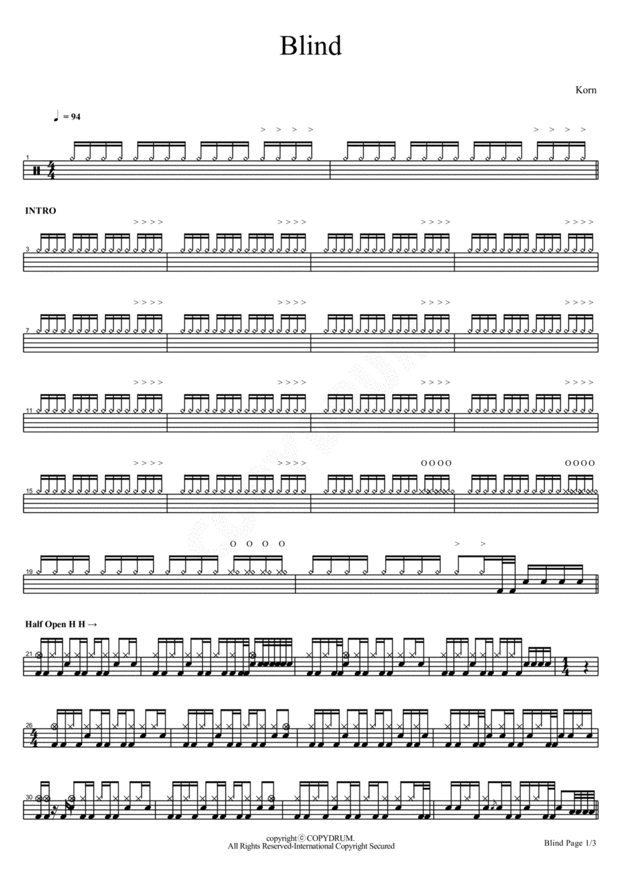 Blind Drum Set scores gallery preview page 1