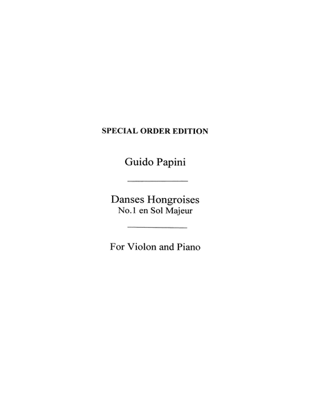Hungarian Dance No.1 In G For Violin And Piano