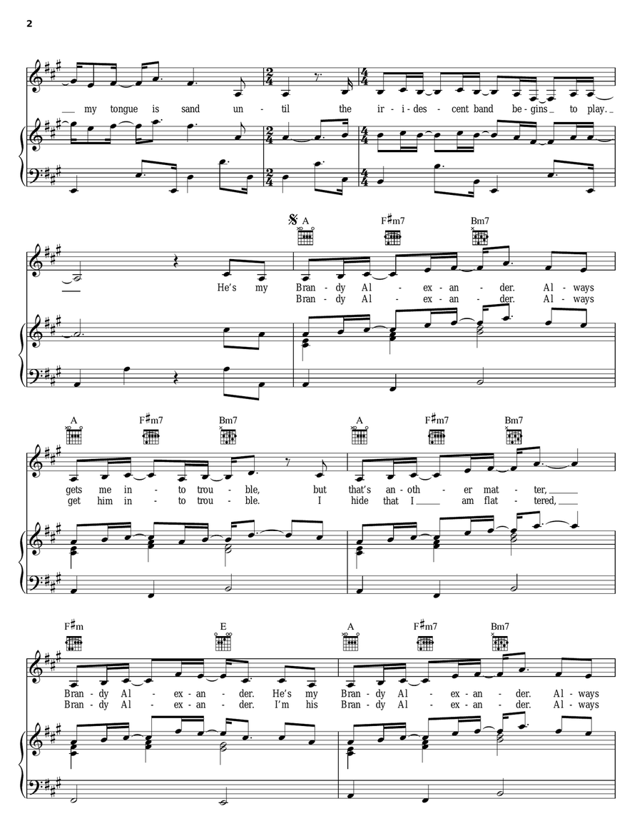Brandy Alexander Piano, Vocal, Guitar scores gallery preview page 2