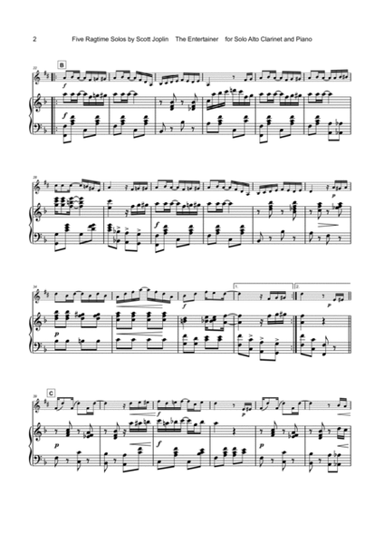 Five Ragtime Solos by Scott Joplin for Alto Clarinet and Piano