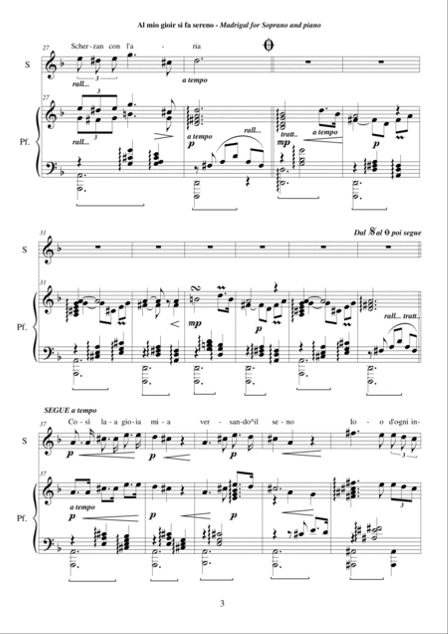 Schubert Serenade - Al mio gioir il ciel si fa sereno - Soprano and piano Soprano Voice scores gallery preview page 3