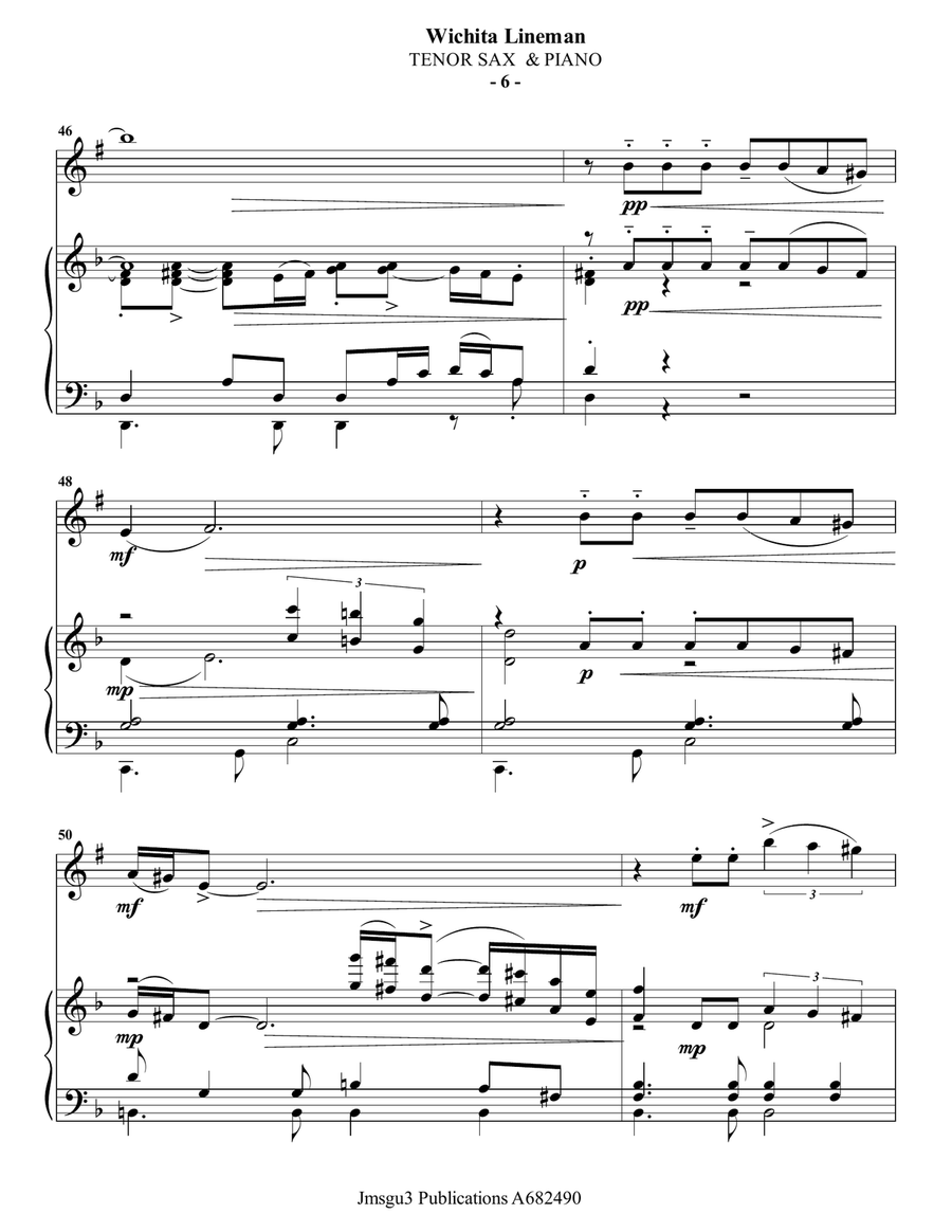 Wichita Lineman Tenor Saxophone scores gallery preview page 6