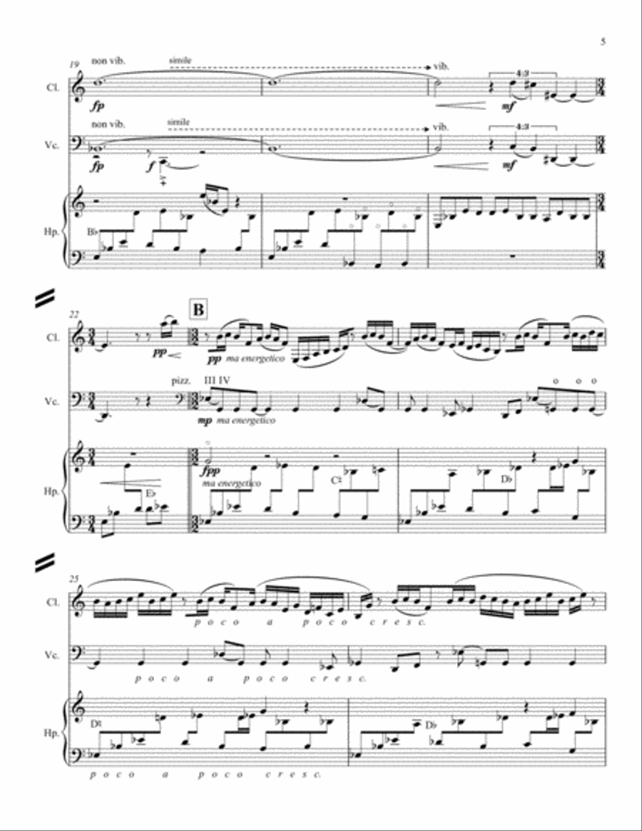 Trio for a Spry Clarinet, Weeping Cello and Ruminating Harp Small Ensemble scores gallery preview page 5