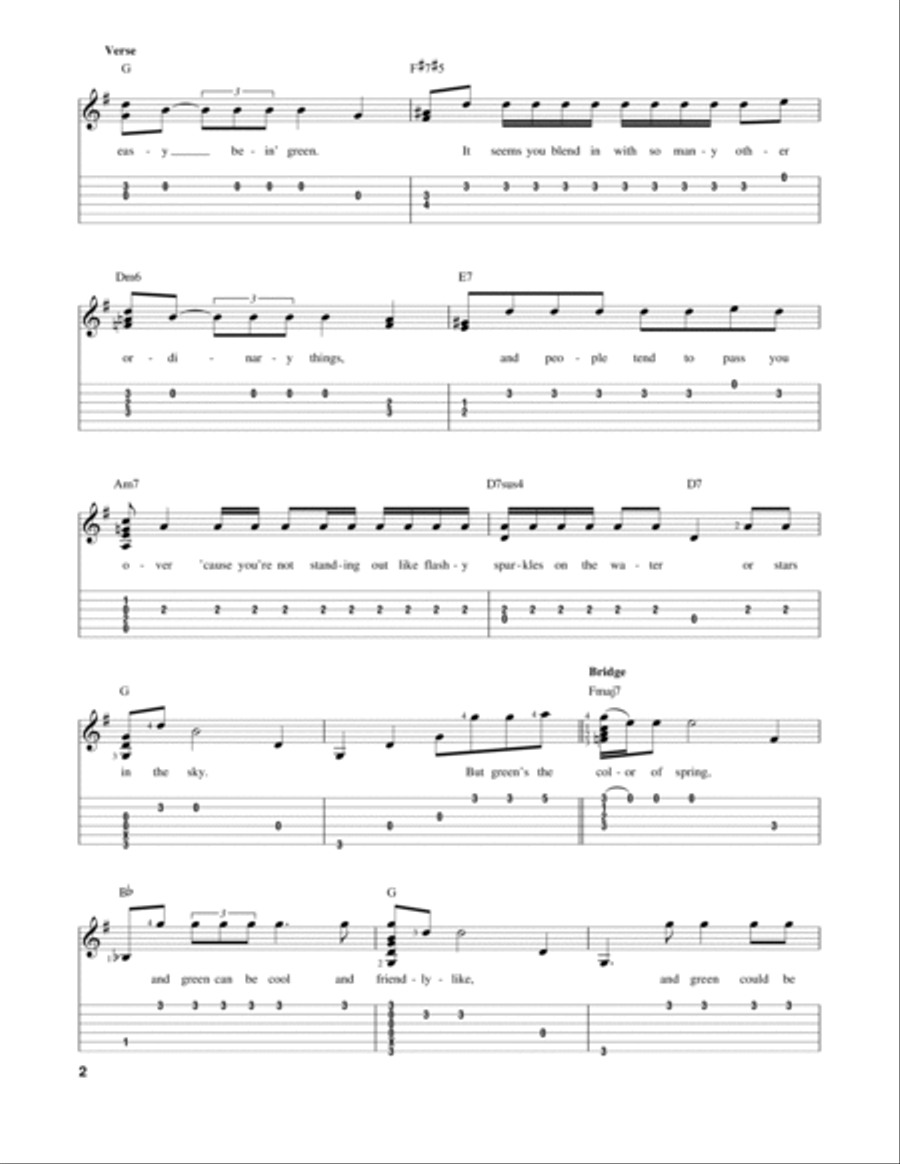 Bein' Green Bein' Green Guitar Tablature scores gallery preview page 2
