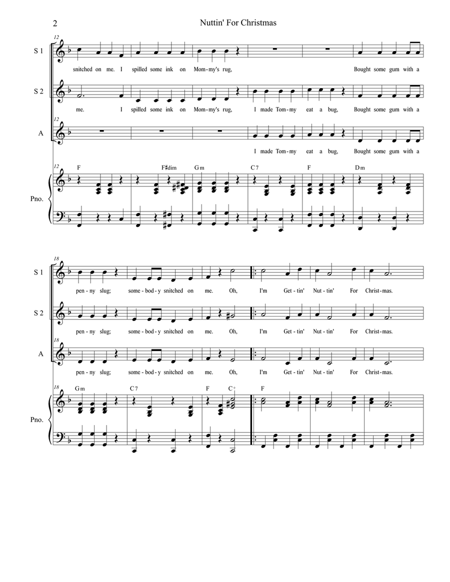 Nuttin' For Christmas SSA scores gallery preview page 2