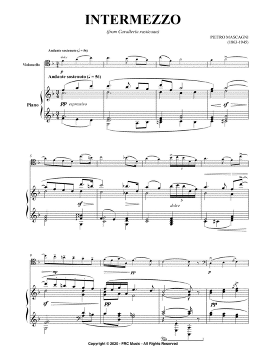 Intermezzo (from Cavalleria rusticana) for Violoncello and Piano image number null