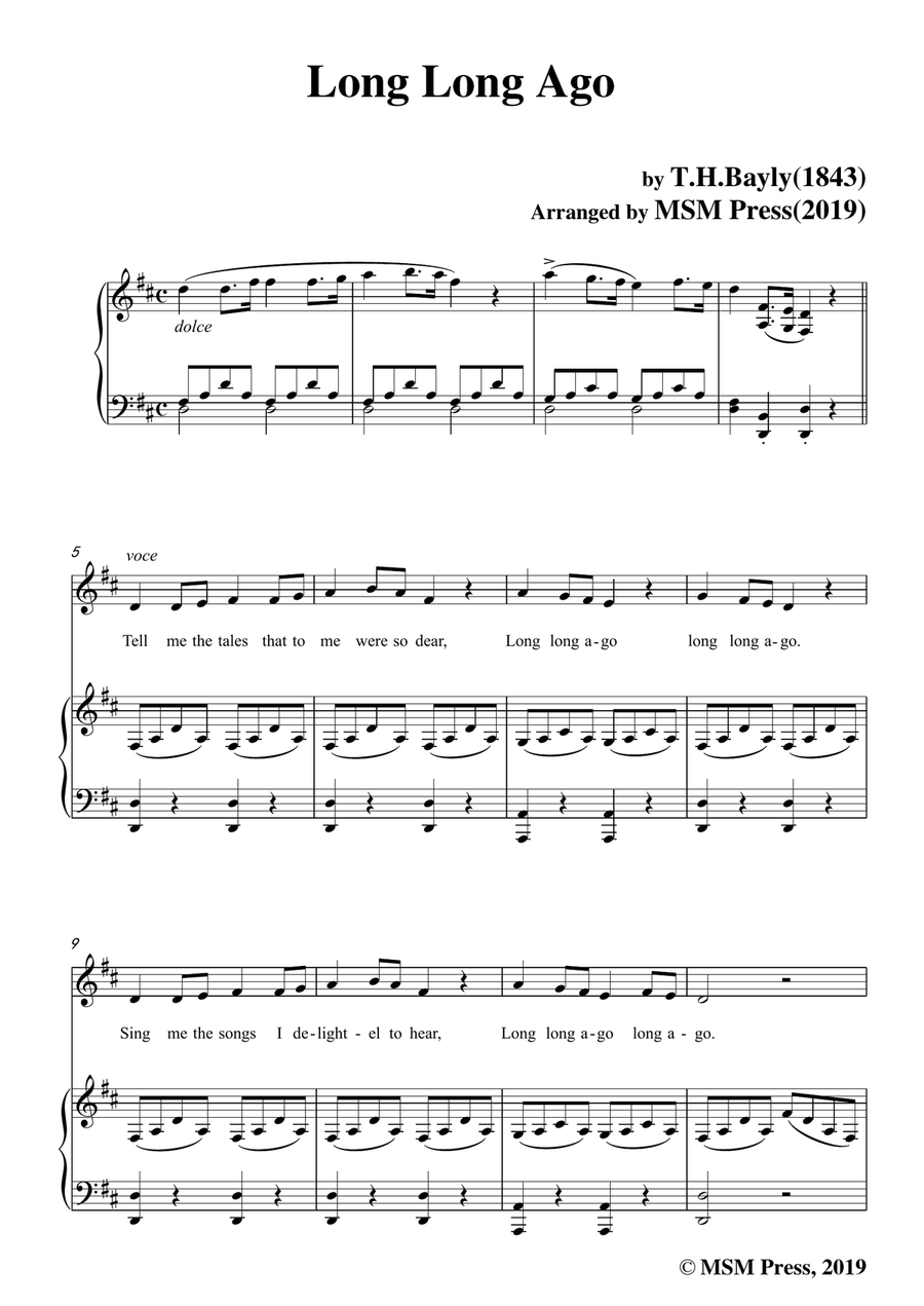 T. H. Bayly-Long Long Ago,in D Major,for Voice and Piano Piano, Vocal scores gallery preview page 3