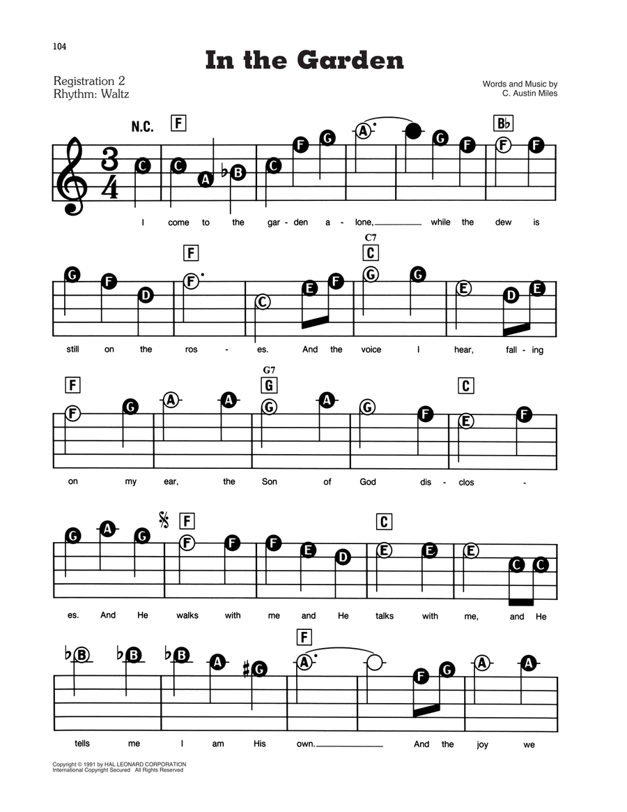 In The Garden Electronic Keyboard scores gallery preview page 1