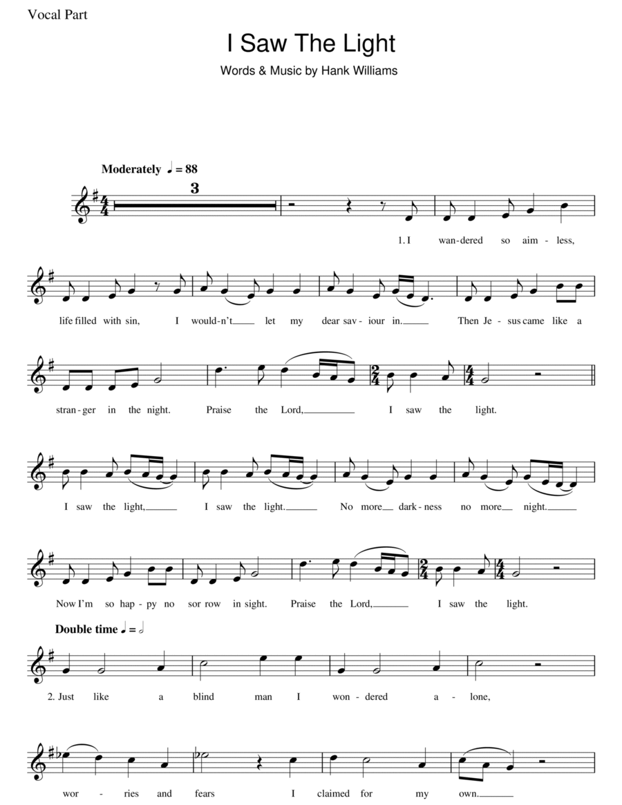 I Saw The Light Piano scores gallery preview page 1