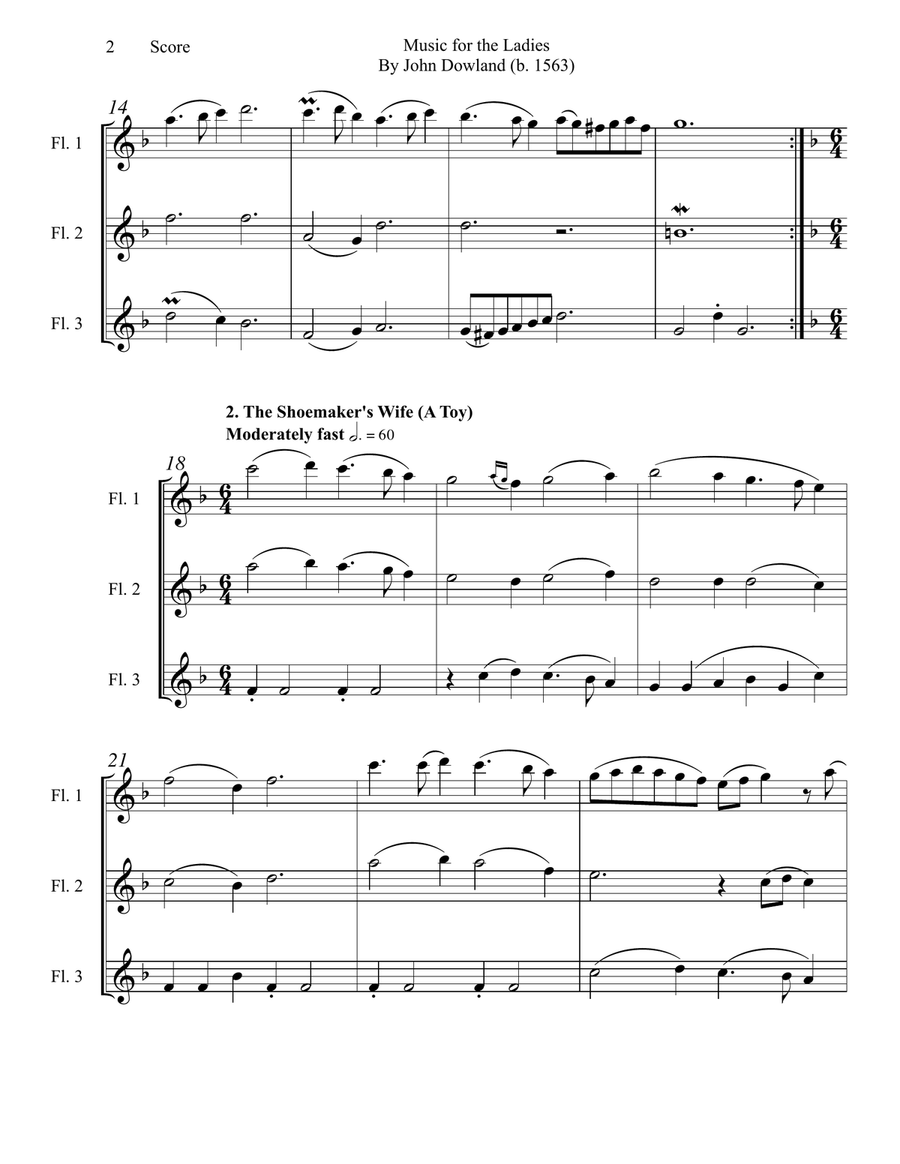 Dowland (1563) Music for the Ladies set for flute trio Flute Trio scores gallery preview page 3