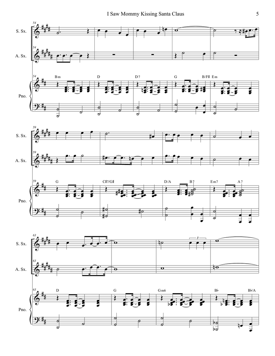 I Saw Mommy Kissing Santa Claus Soprano Saxophone scores gallery preview page 5