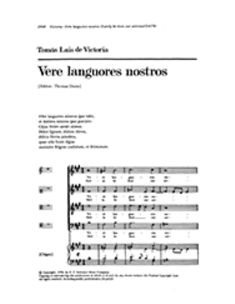 Vere languores nostros (Surely He Hath Bore Our Griefs) 4-Part scores gallery preview page 1