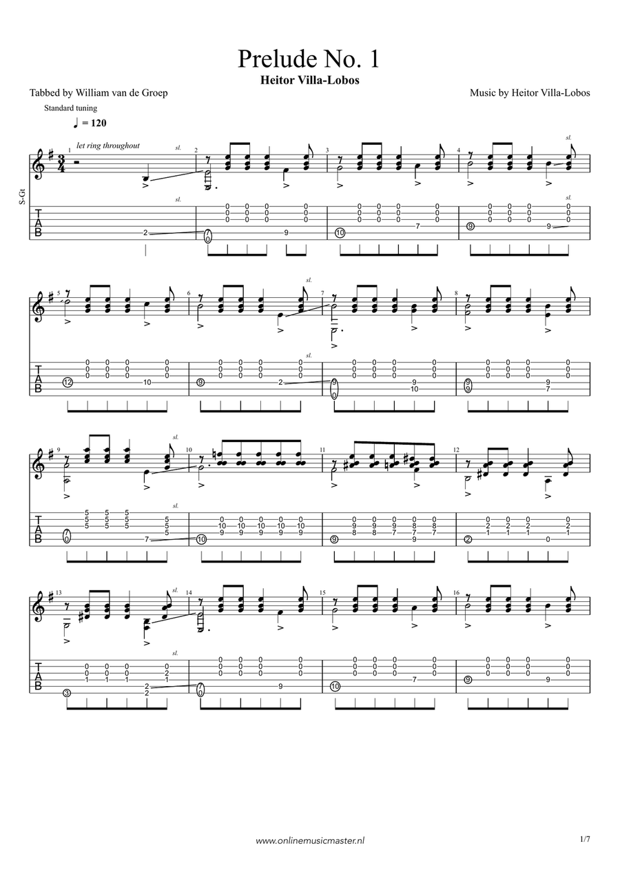 Prelude No.1 in E Minor Acoustic Guitar scores gallery preview page 2