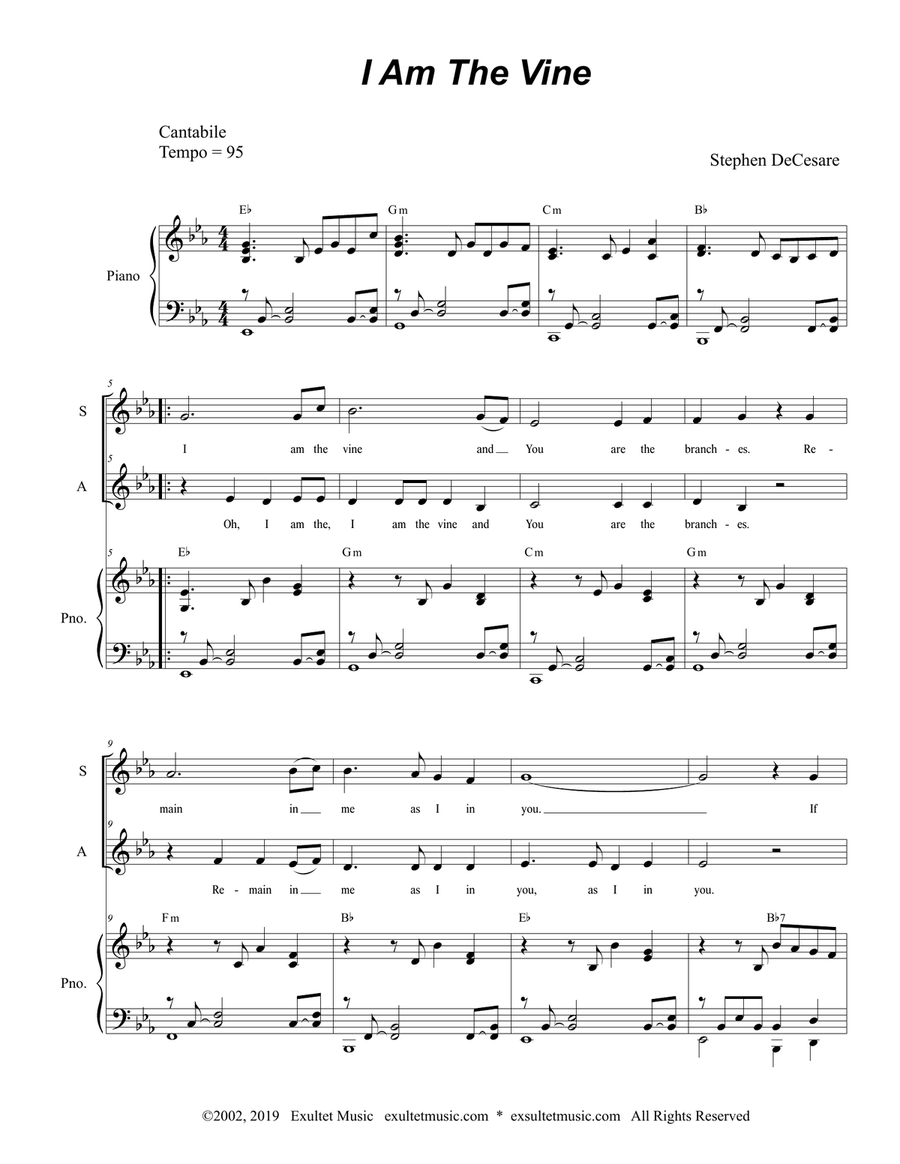 I Am The Vine (Duet for Soprano and Alto solo) I Am The Vine (Duet for Soprano and Alto solo) Alto Voice scores gallery preview page 1