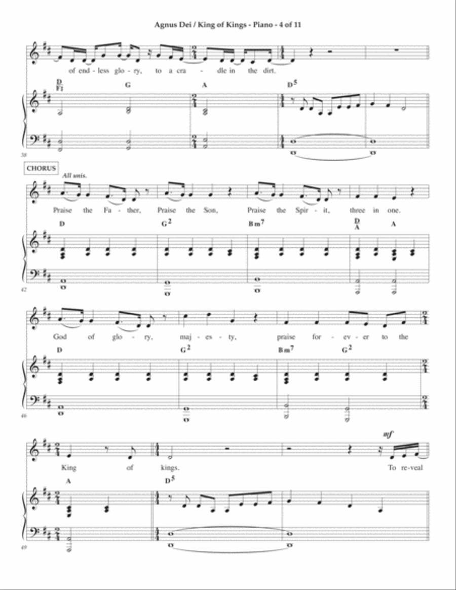Agnus Dei / King Of Kings Piano, Vocal, Guitar scores gallery preview page 4