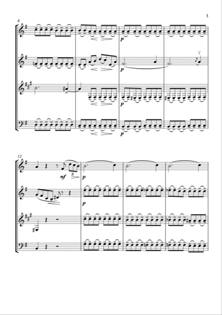 Chopin - Prelude no.4 in E minor (op.28) - Wind Quartet Woodwind Quartet scores gallery preview page 3