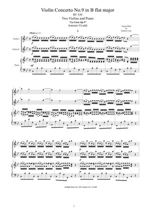 Vivaldi - Violin Concerto No.9 in B flat RV 530 Op.9 for Two Violins and Piano