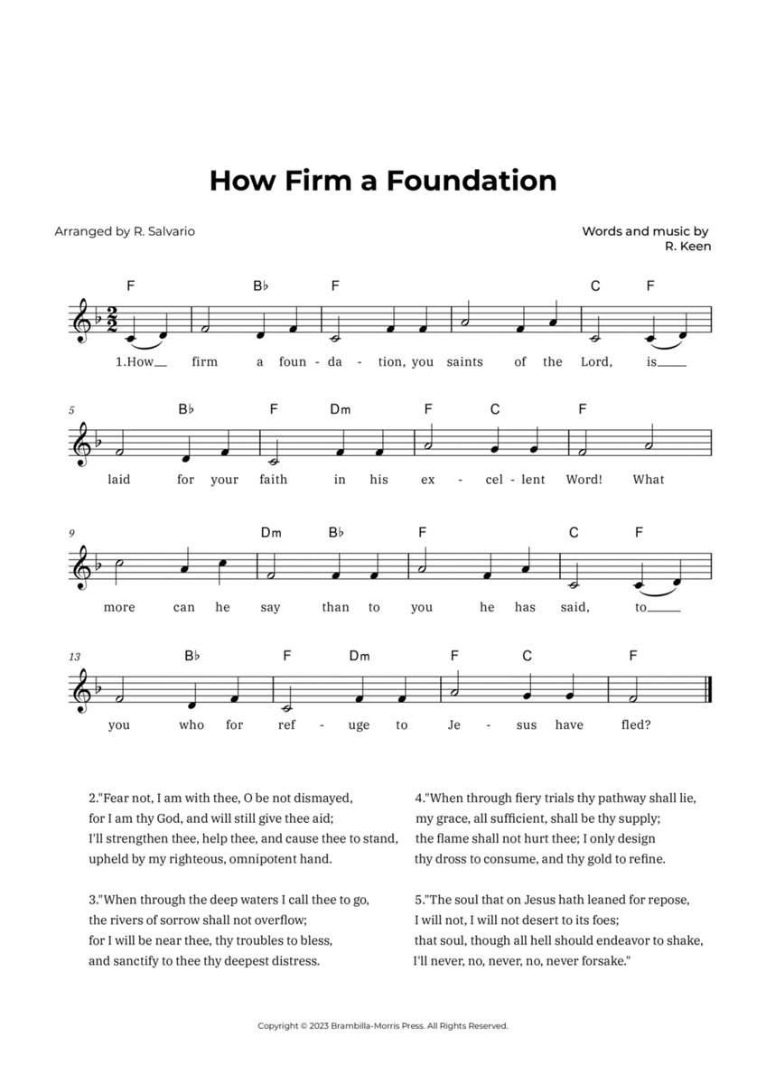 How Firm a Foundation (Key of F Major) image number null