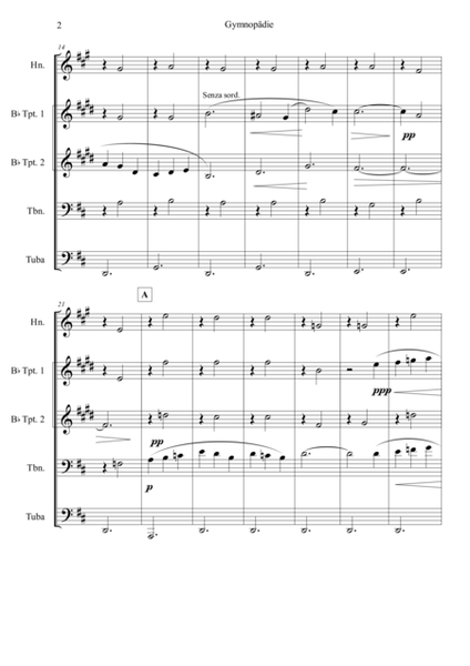 Erik Satie - Gymnopädie For Brass Quintet image number null