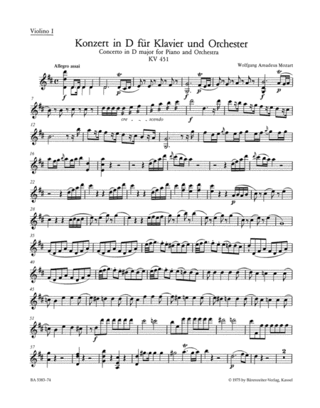 Concerto for Piano and Orchestra, No. 16 D major, KV 451