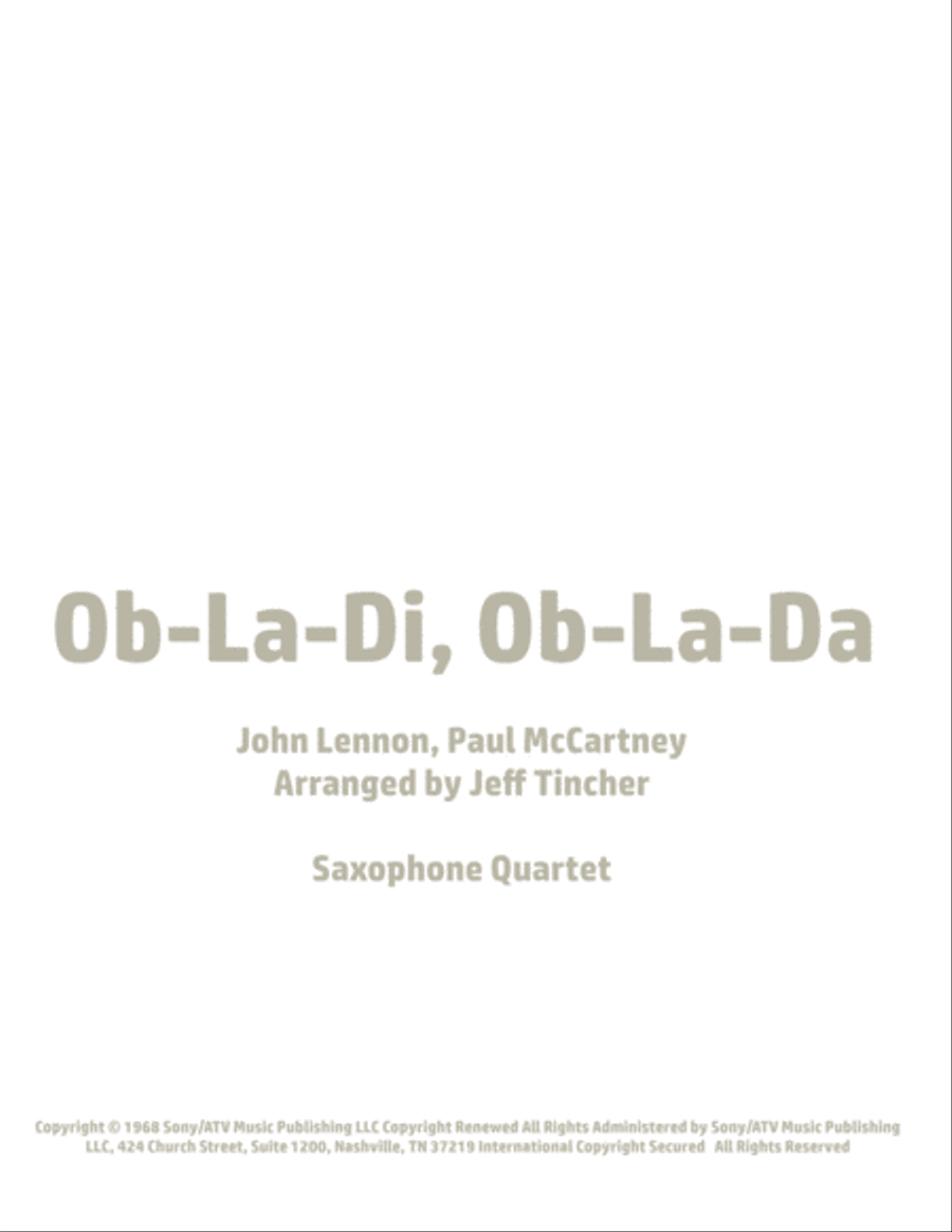 Ob-la-di, Ob-la-da Woodwind Quartet scores gallery preview page 1