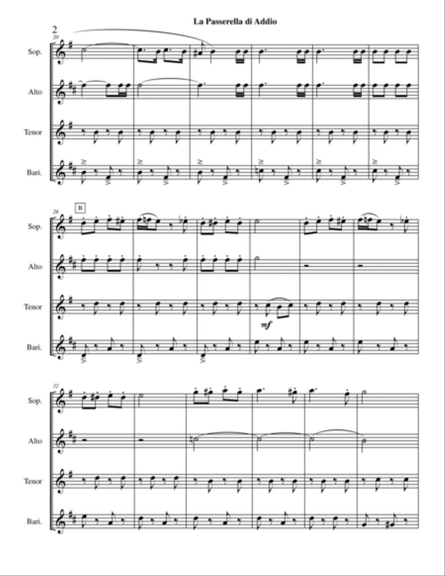 La Passerella Di Addio Saxophone Quartet scores gallery preview page 4