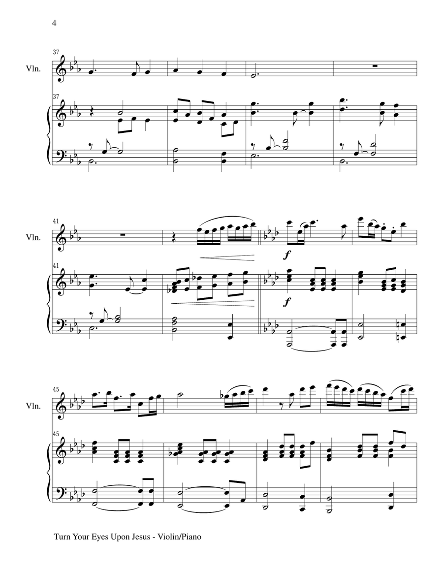 TURN YOUR EYES UPON JESUS, Violin & Piano (Score & Parts included) image number null