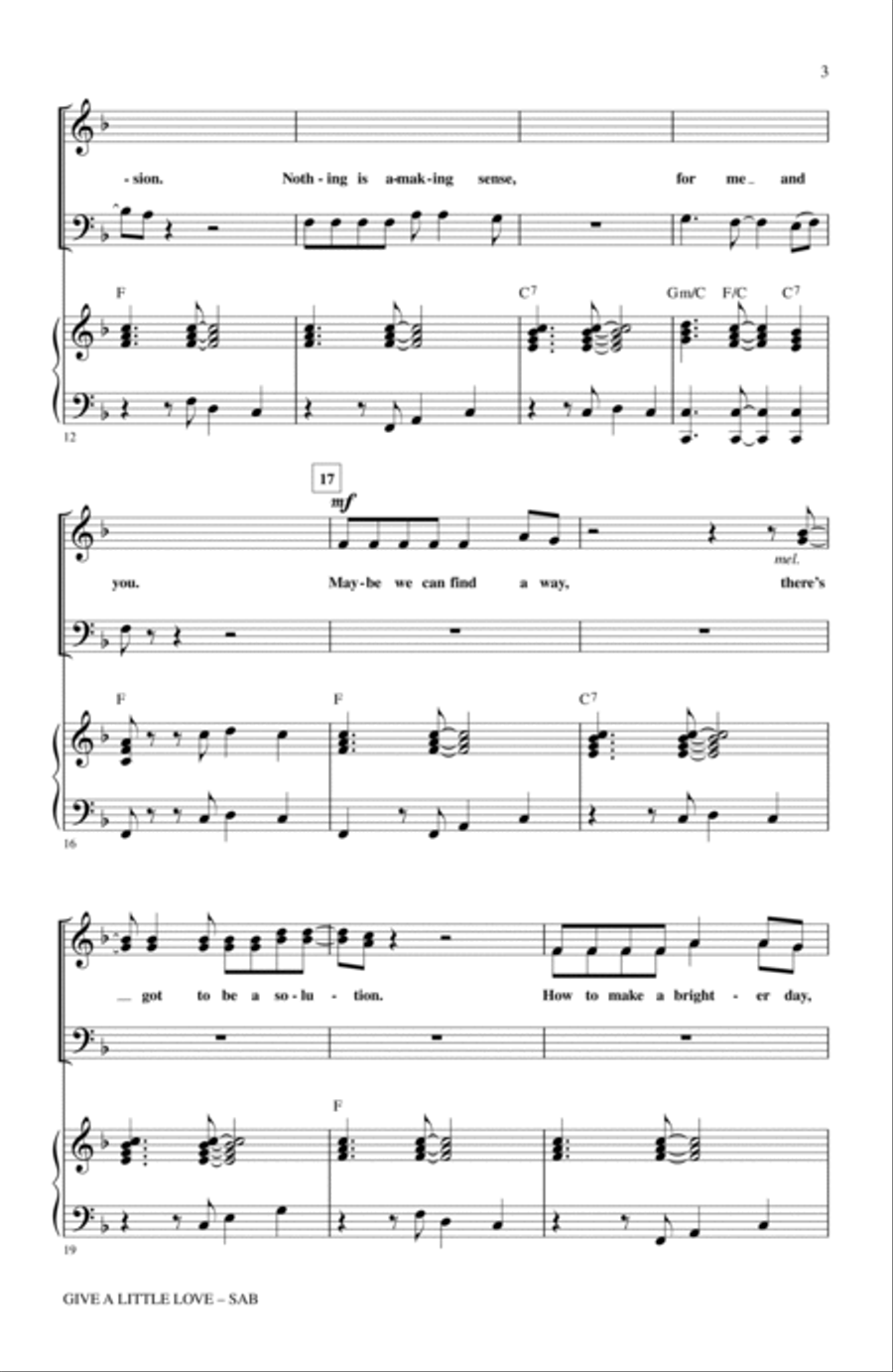 Give A Little Love (arr. Alan Billingsley) 3-Part scores gallery preview page 2